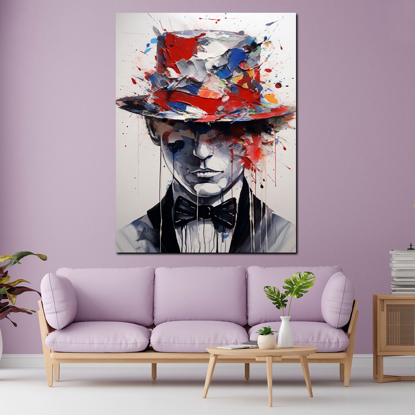 Abstrakt Mann mit Fliege Wandbild Kunstwerk