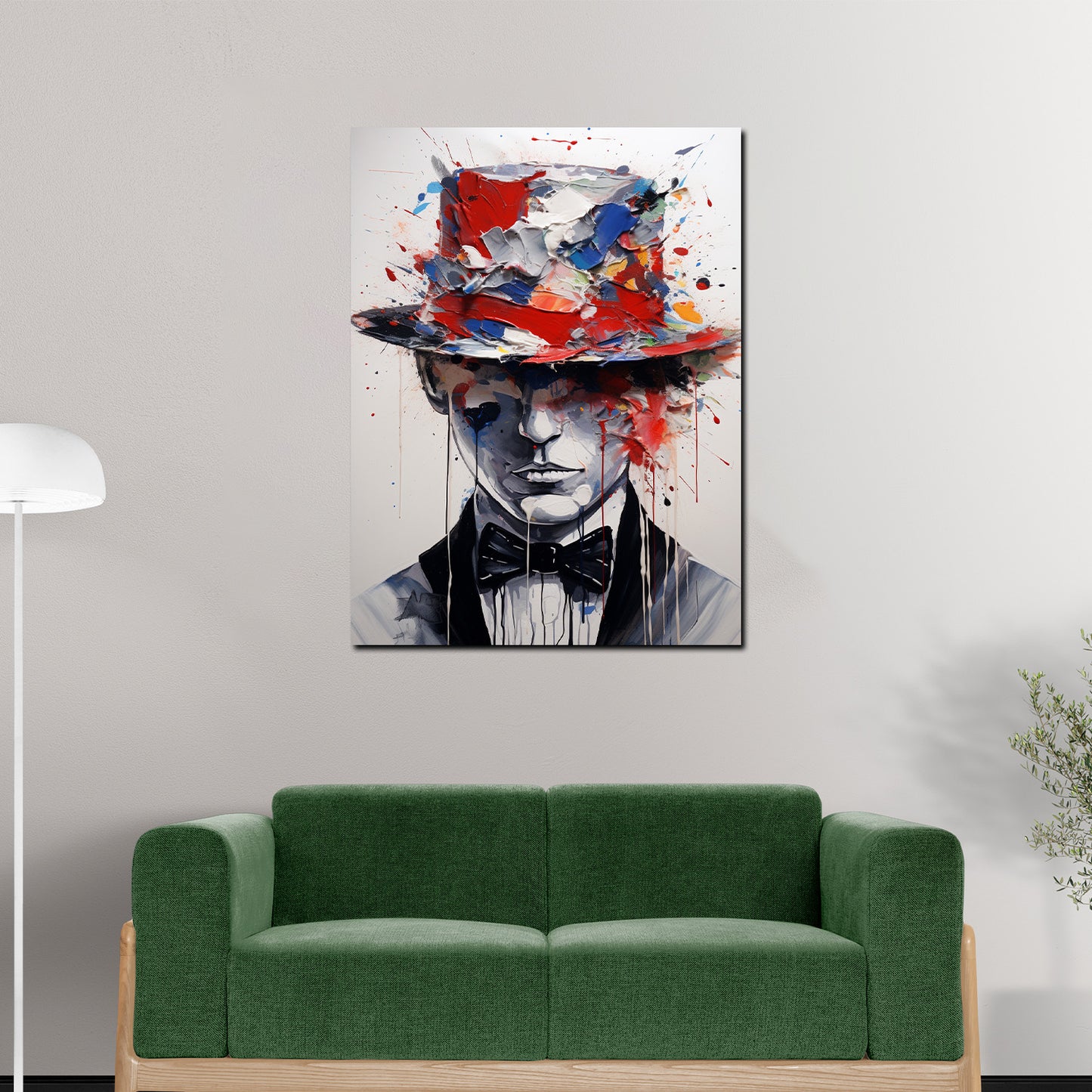 Abstrakt Mann mit Fliege Wandbild Kunstwerk