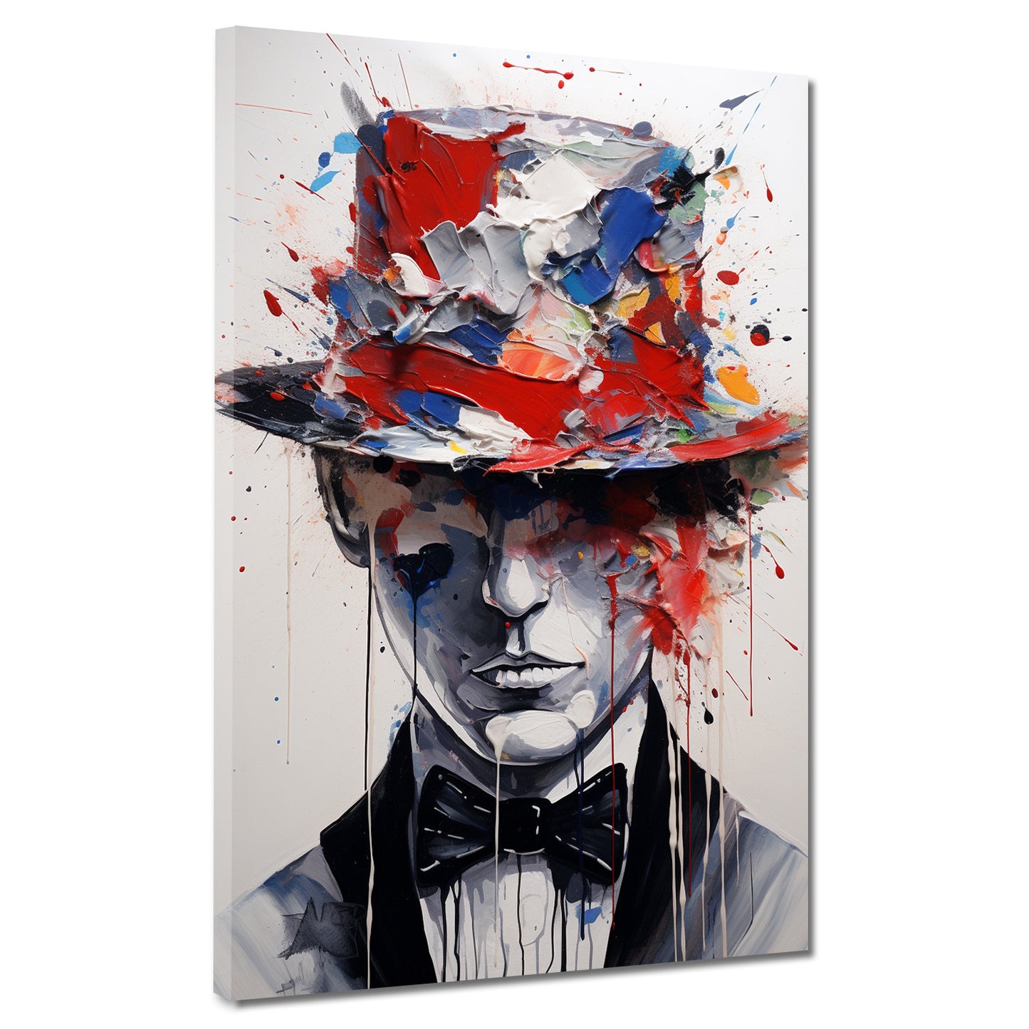 Abstrakt Mann mit Fliege Wandbild Kunstwerk