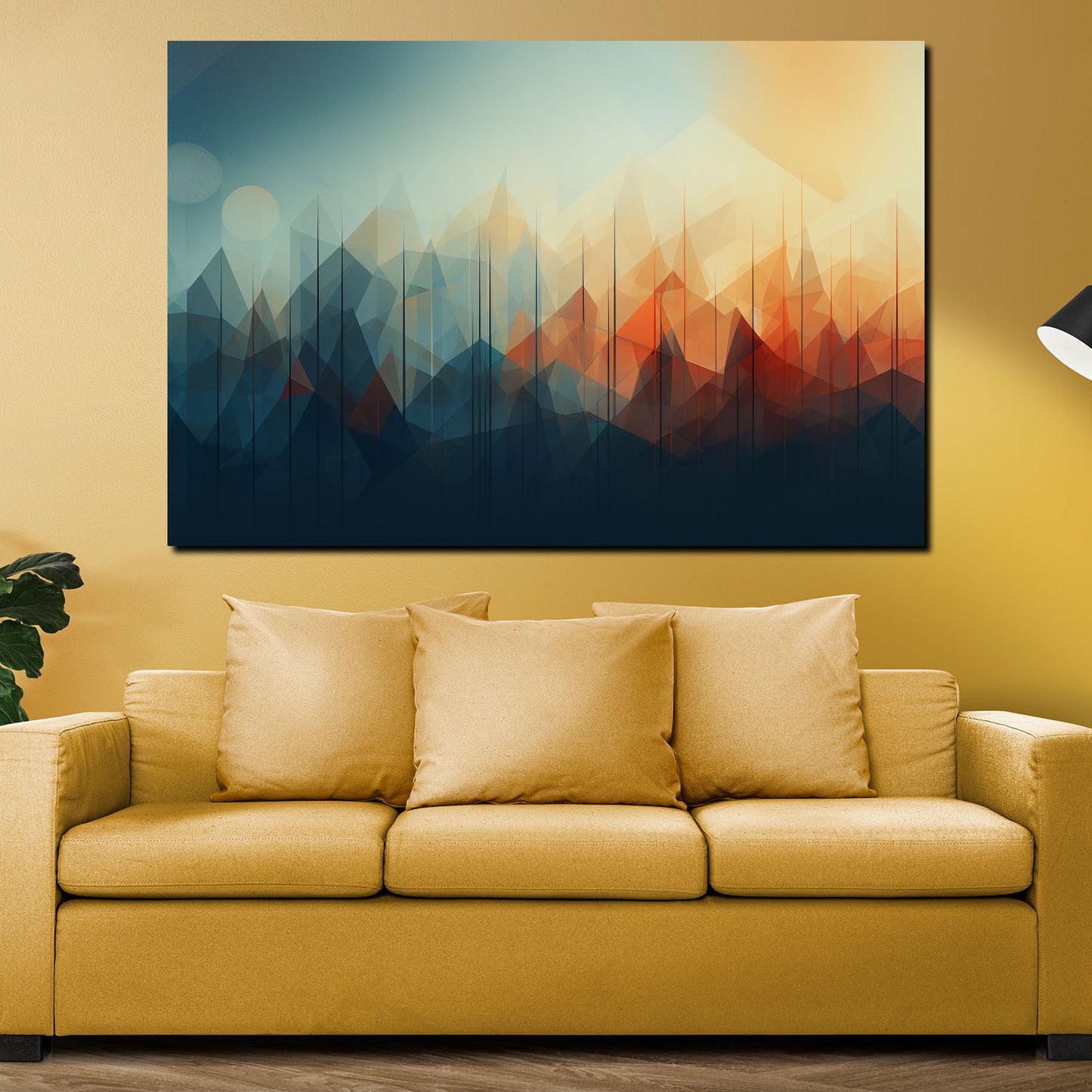 Abstrakt Mountain Lines Wandbild Kunstwerk