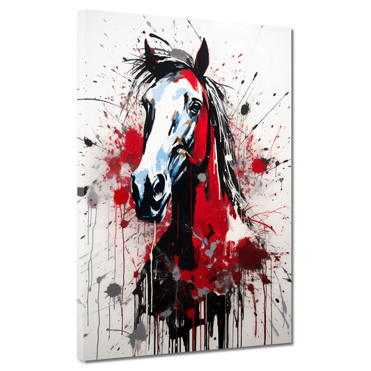 Wandbild Kunstwerk abstrakt Pferd Kopf Red Splash