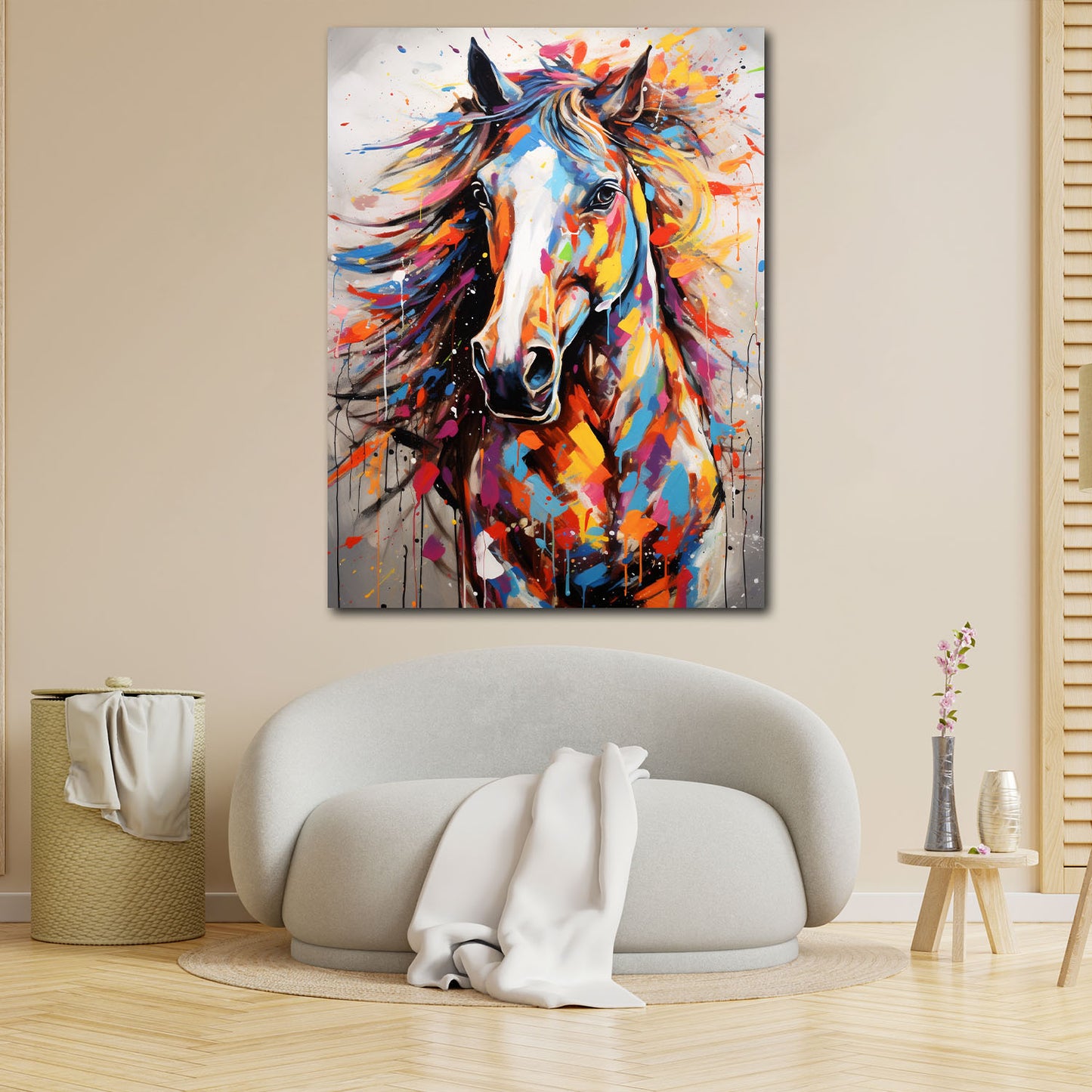 Abstrakt Pferd Pop Art Colour Style Wandbild Kunstwerk