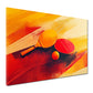 Wandbild Kunstwerk abstrakt Pingpong Szene dynamisch in Rot und Gelb