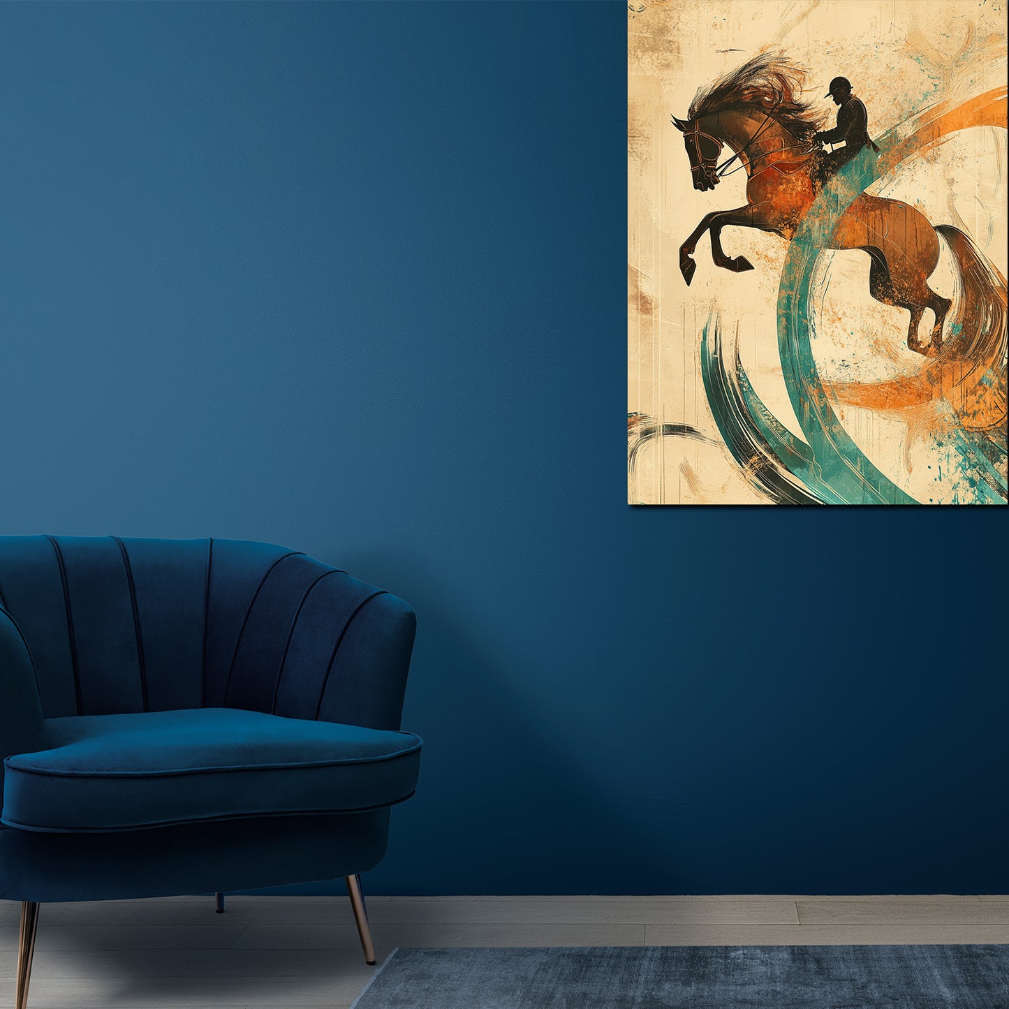 Abstrakt Reitsport Szene Wandbild Kunstwerk