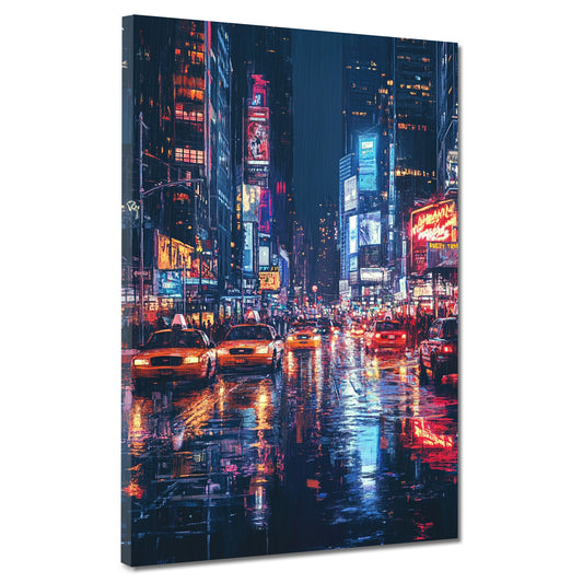 Wandbild Kunstwerk abstrakt Städte Times Square Regenlichter urban