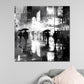 Wandbild Kunstwerk abstrakt Städte regnerische Nacht Silhouetten modern