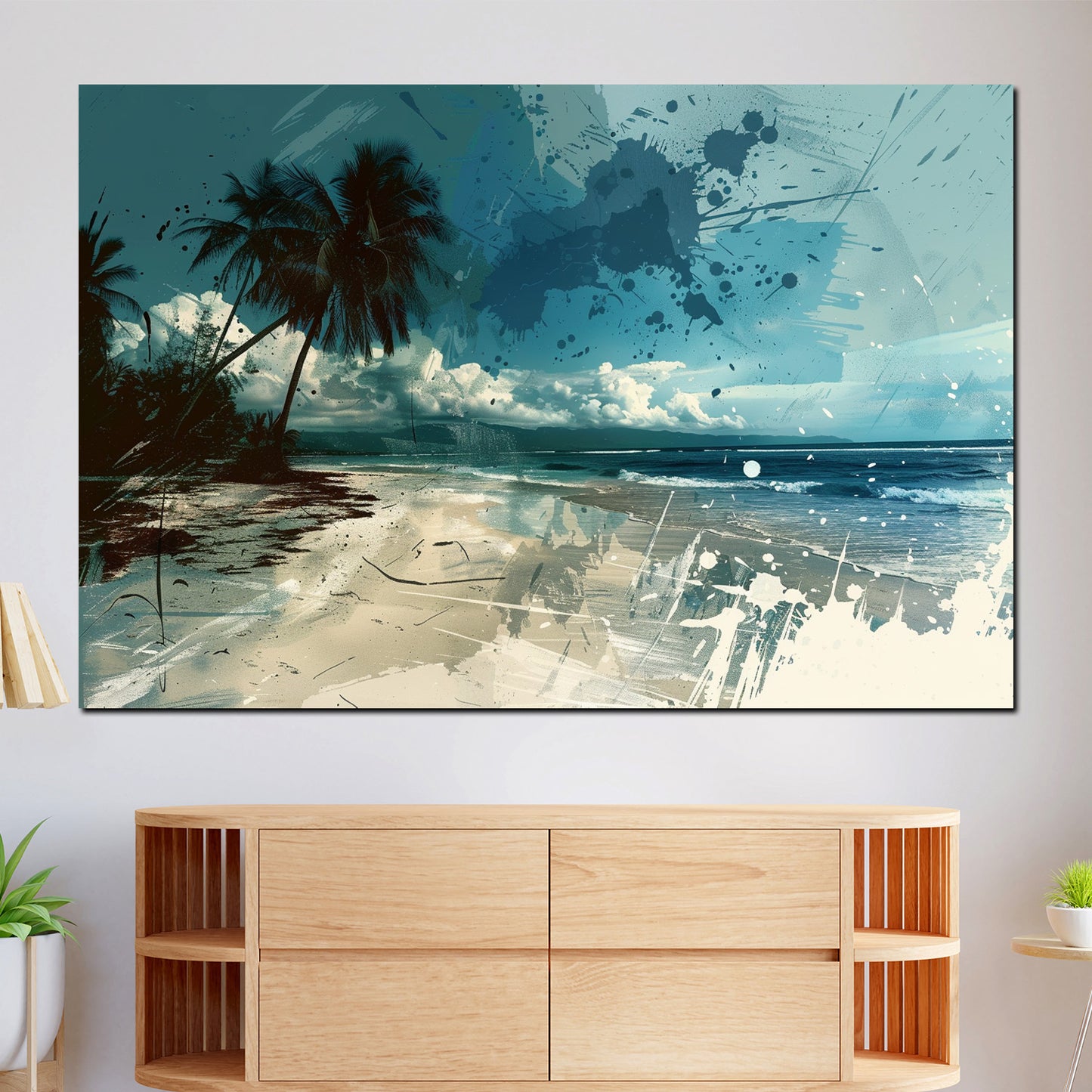Abstrakt Strand Palm Beach Wandbild Kunstwerk