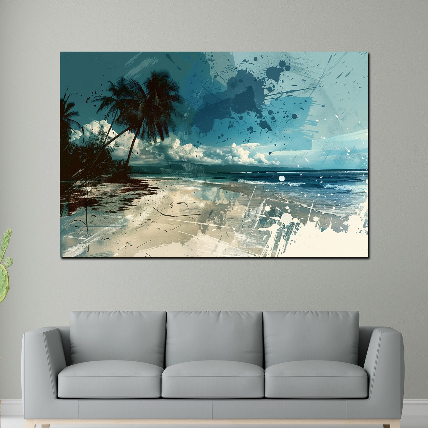 Abstrakt Strand Palm Beach Wandbild Kunstwerk