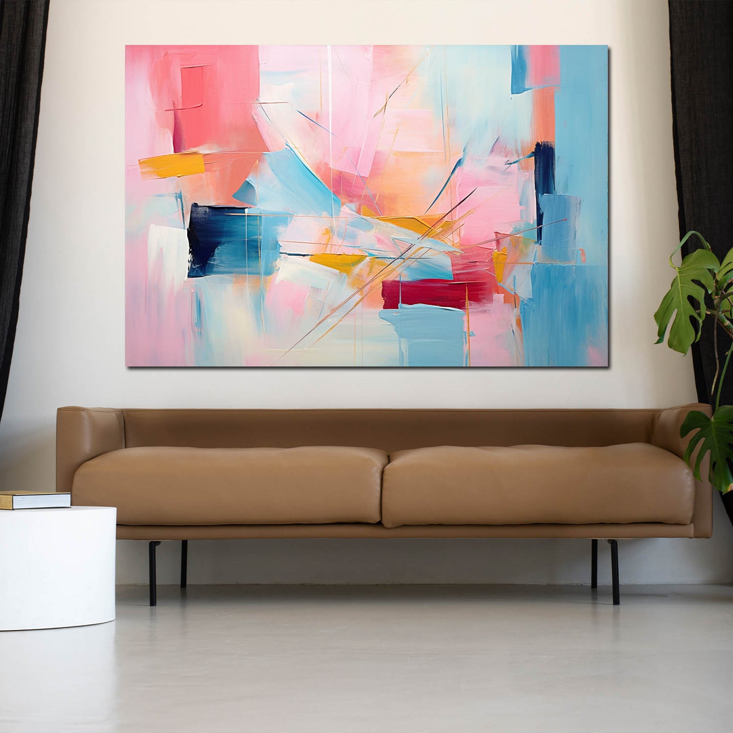 Abstrakt blau rosa Wandbild Kunstwerk