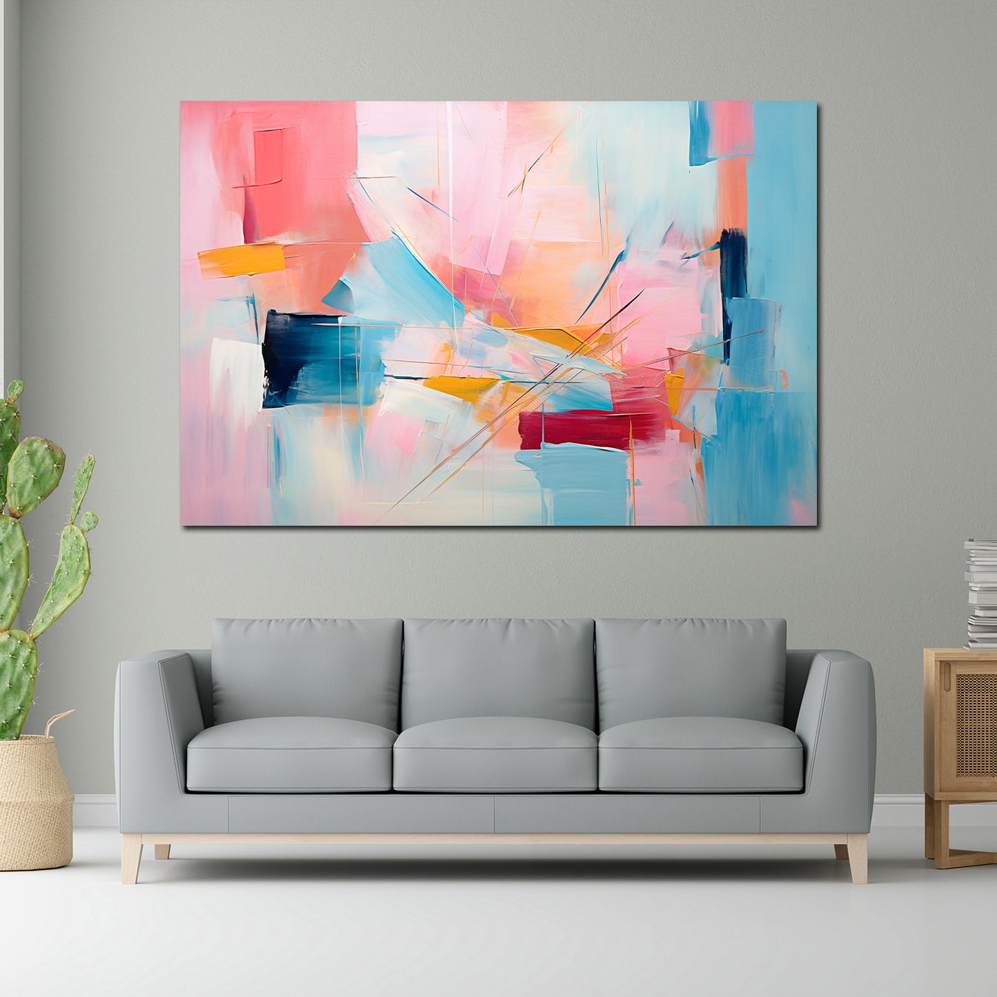 Abstrakt blau rosa Wandbild Kunstwerk