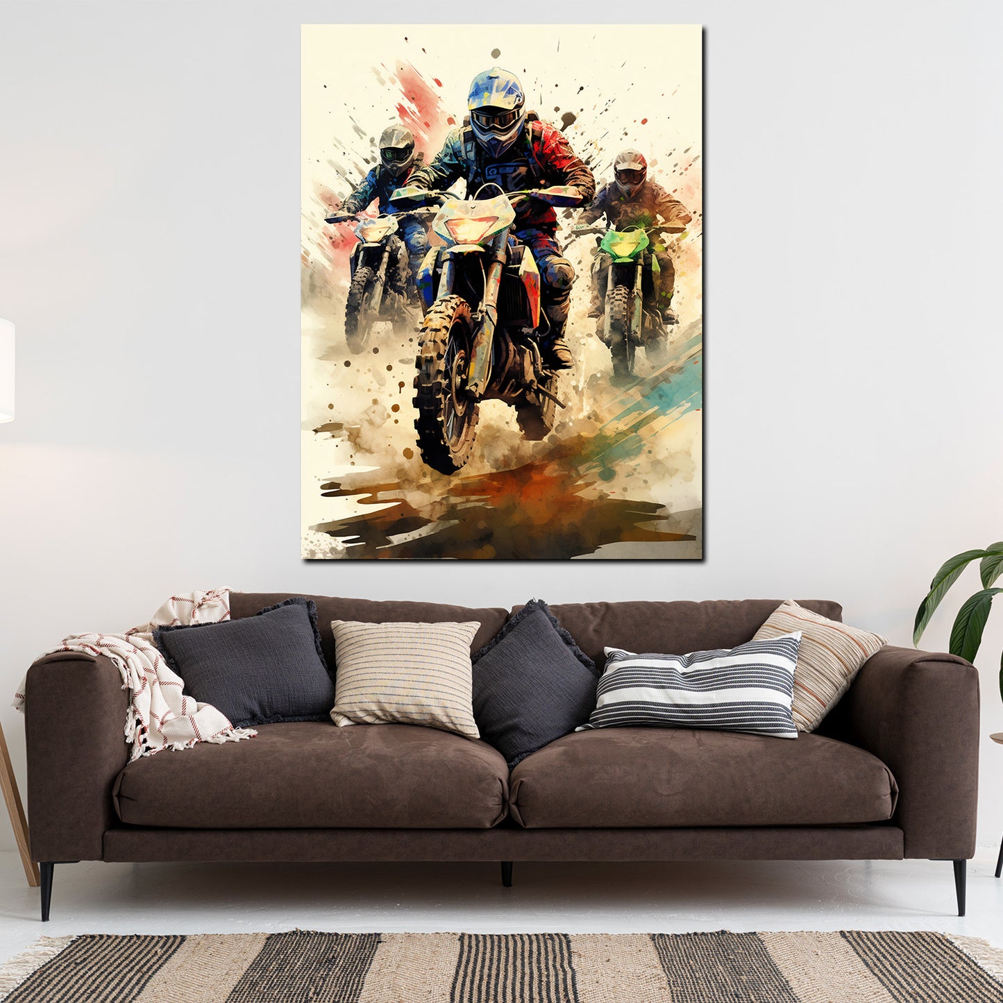 Abstrakt drei Biker Motocross Wandbild Kunstwerk