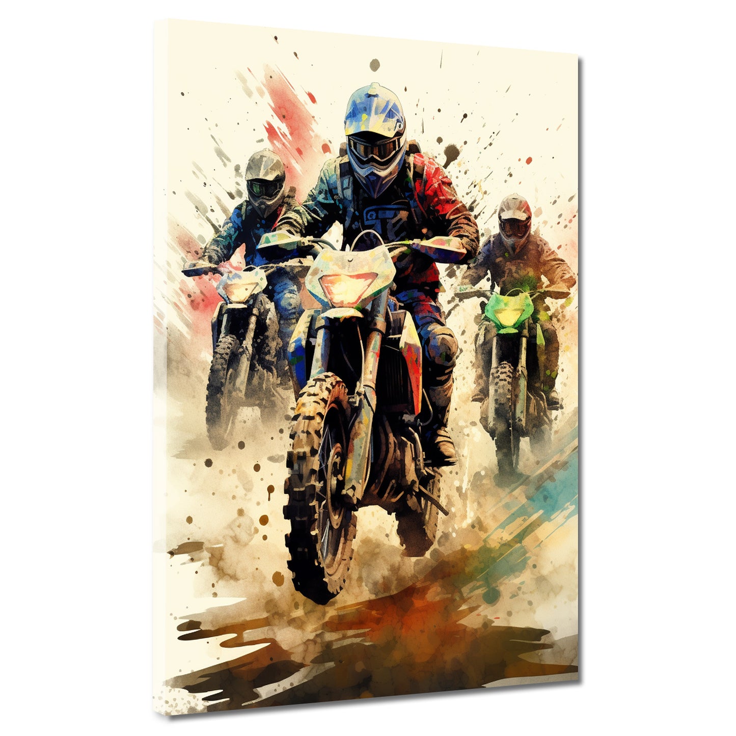 Abstrakt drei Biker Motocross Wandbild Kunstwerk