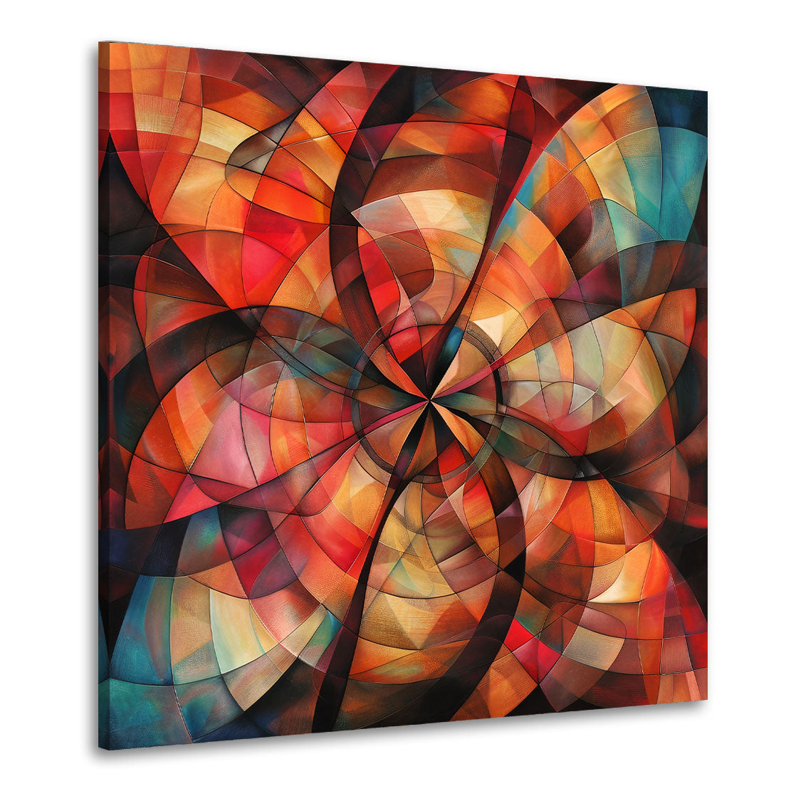 Abstrakt dynamische Kreise in warmen Farben Wandbild Kunstwerk