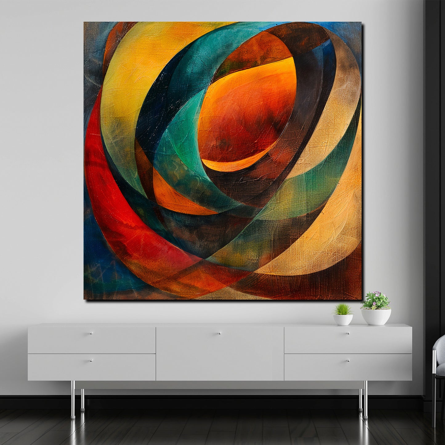 Abstrakt farbenfrohe geometrische Formen Wandbild Kunstwerk