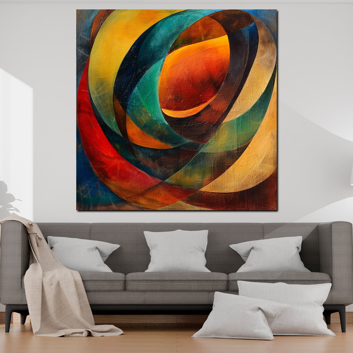 Abstrakt farbenfrohe geometrische Formen Wandbild Kunstwerk