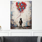 Abstrakt kleiner Junge mit bunten Luftballons Wandbild Kunstwerk