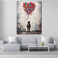 Abstrakt kleiner Junge mit bunten Luftballons Wandbild Kunstwerk