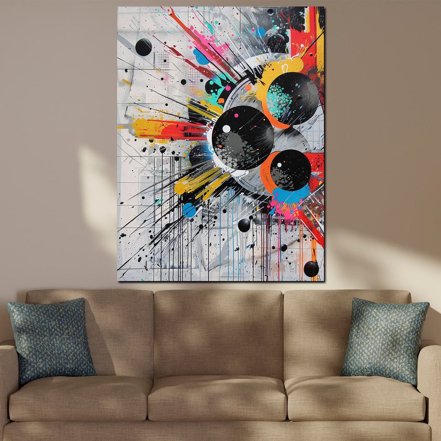 Abstrakt modern mit Farben Wandbild Kunstwerk