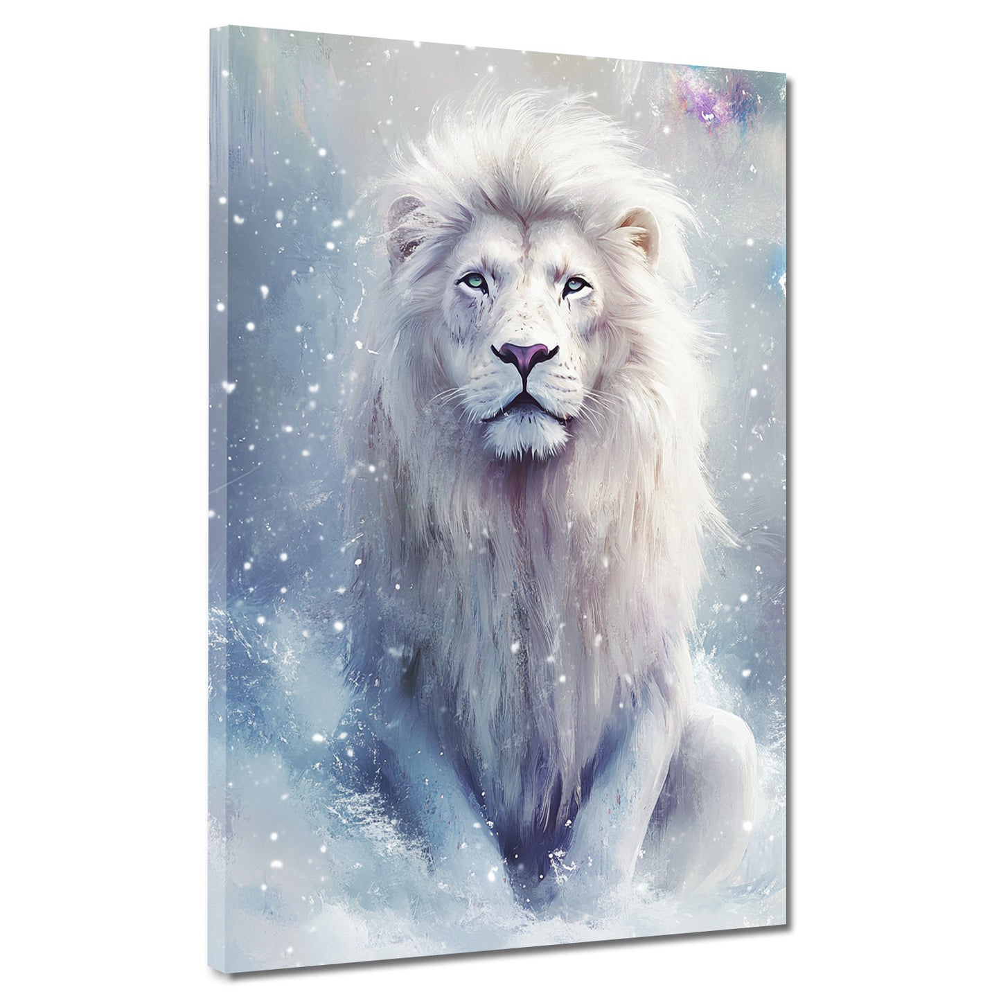 Mystischer Löwe im Schnee Wandbild Kunstwerk