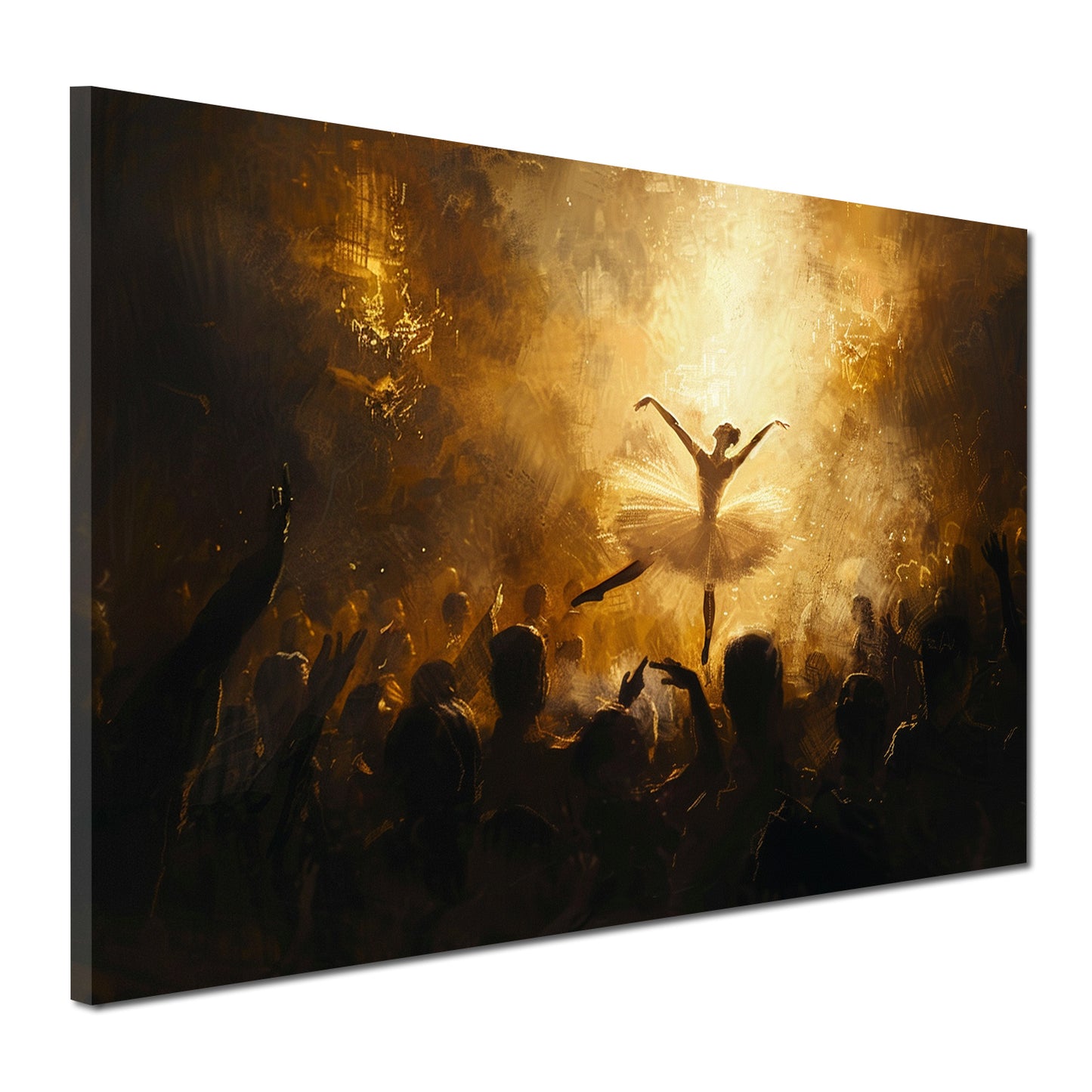 Abstrakt tanzende Ballerina in strahlender Beleuchtung Wandbild Kunstwerk