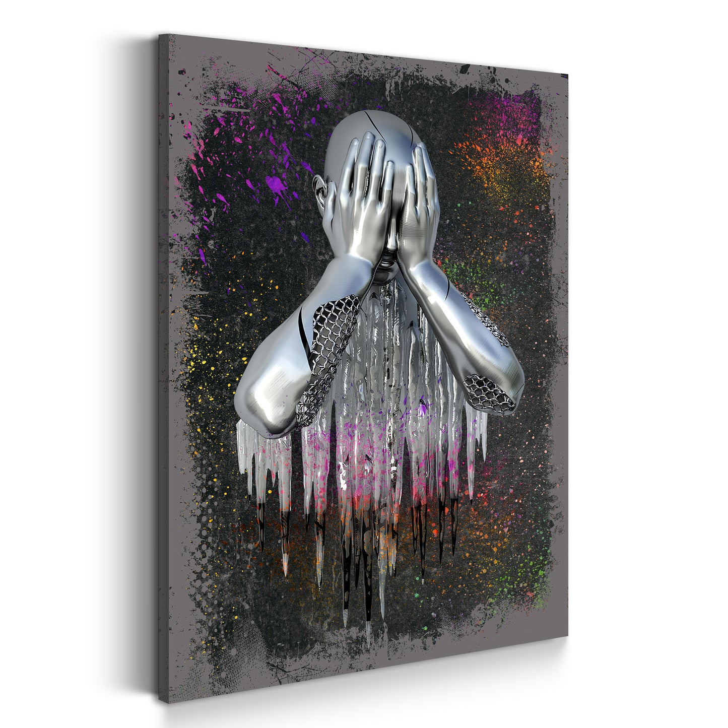 Abstrakte Figur 3D Pop Art Colour Style Metallic Körperkunst Wandbild Kunstwerk