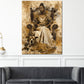 Wandbild Kunstwerk afrikanische Königin mit Hund im Vintage Design