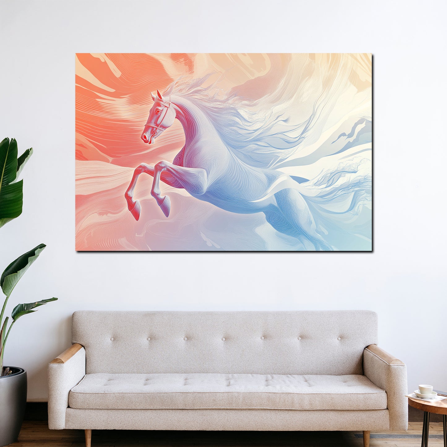 Anmutiges Pferd in Pastellfarben fantasievoll Wandbild Kunstwerk