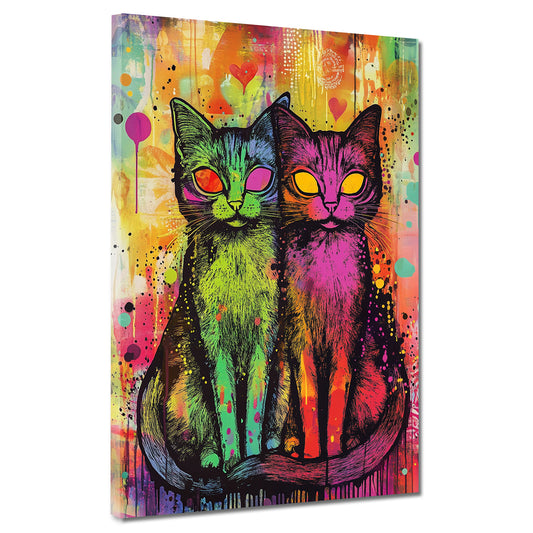 Wandbild Kunstwerk Bunte Katzen Pop Art abstrakt