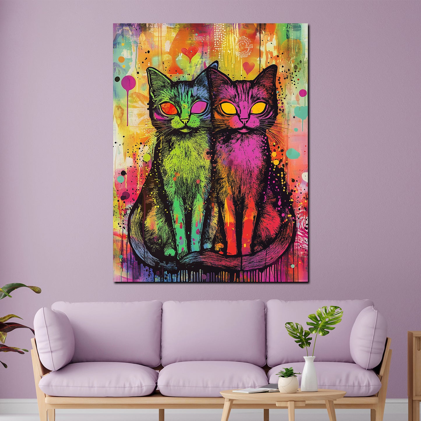 Bunte Katzen Pop Art abstrakt Wandbild Kunstwerk