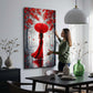 Wandbild Kunstwerk elegante Frau im roten Kleid Regenschirm romantisch modern