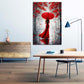 Wandbild Kunstwerk elegante Frau im roten Kleid Regenschirm romantisch modern