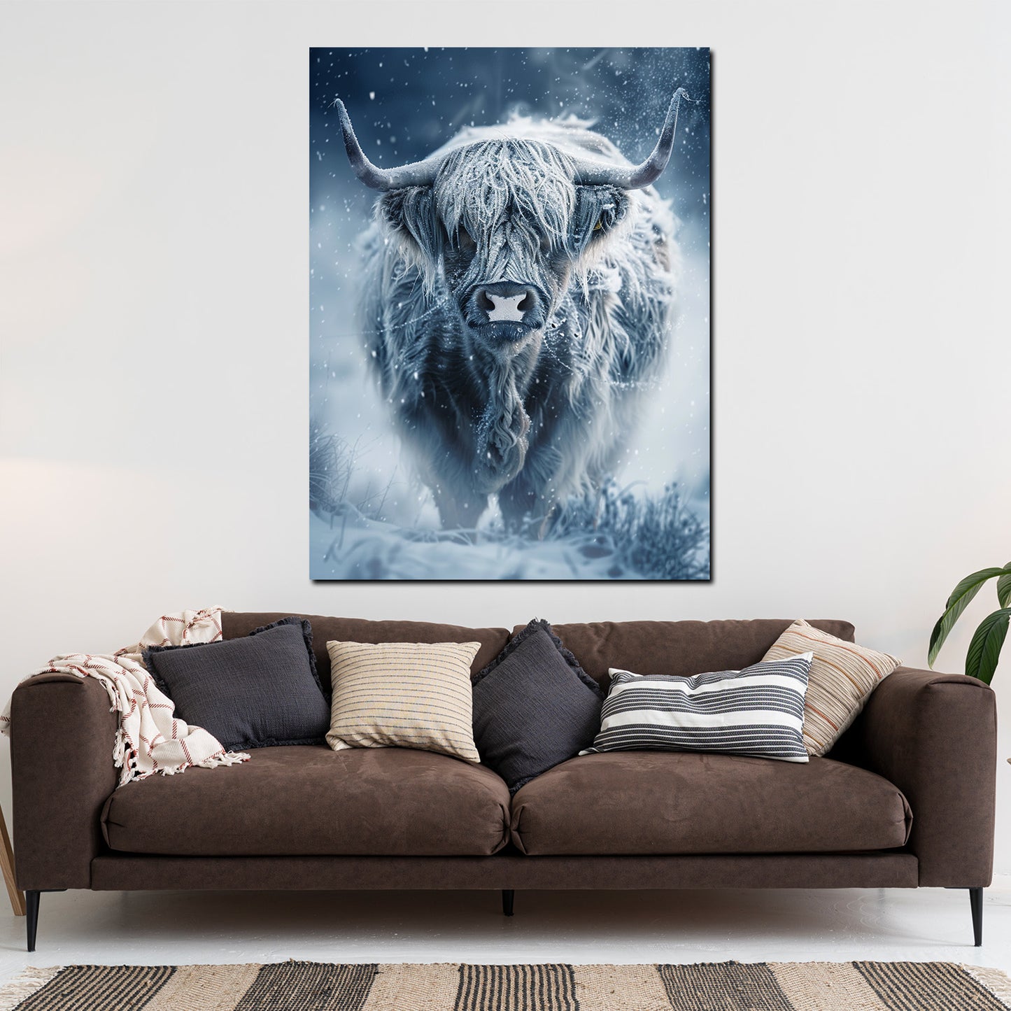 Wandbild Kunstwerk Kuh  im Winter Schnee Naturkraft Stärke modern