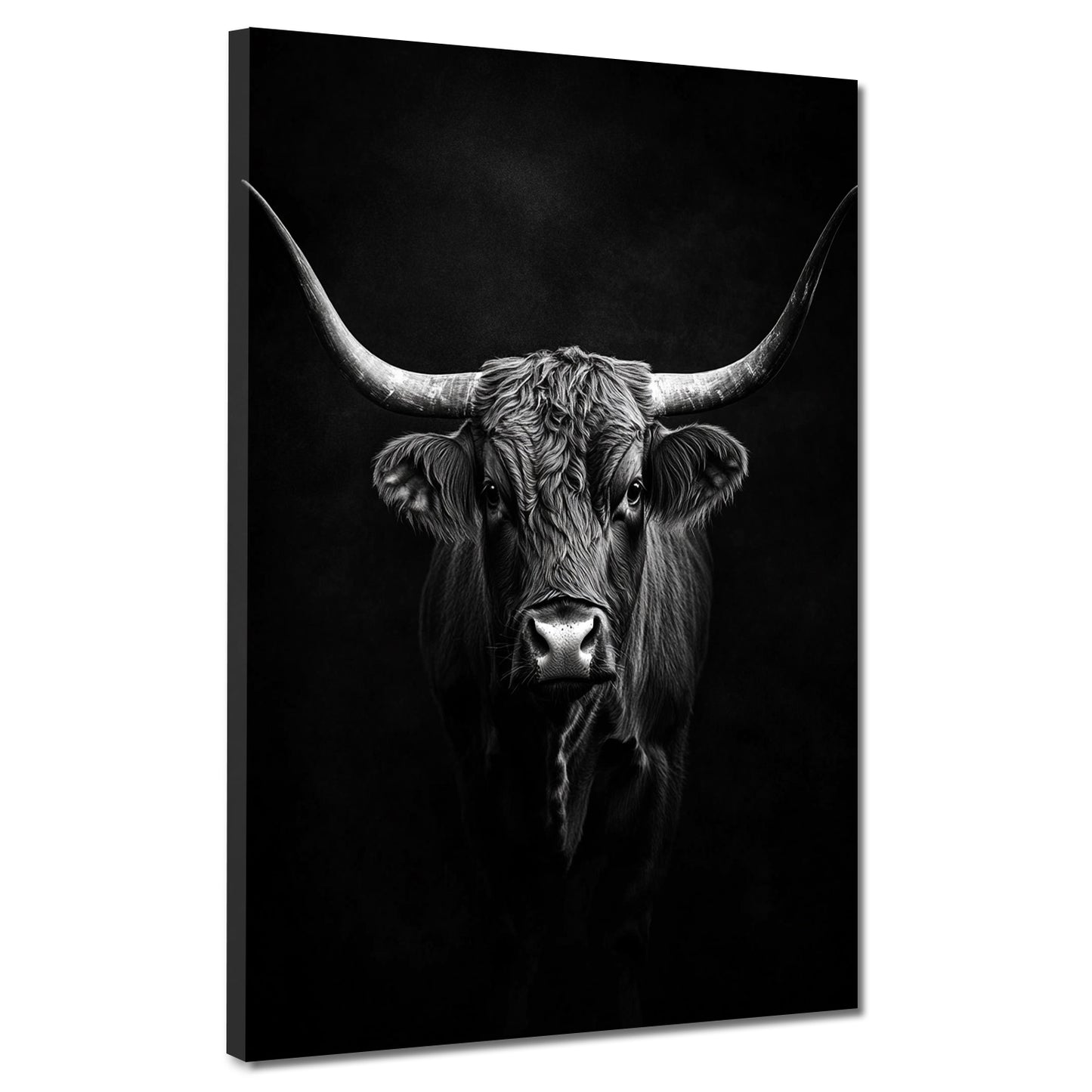Wandbild Kunstwerk mächtiger Stier schwarz weiß Kraft modern