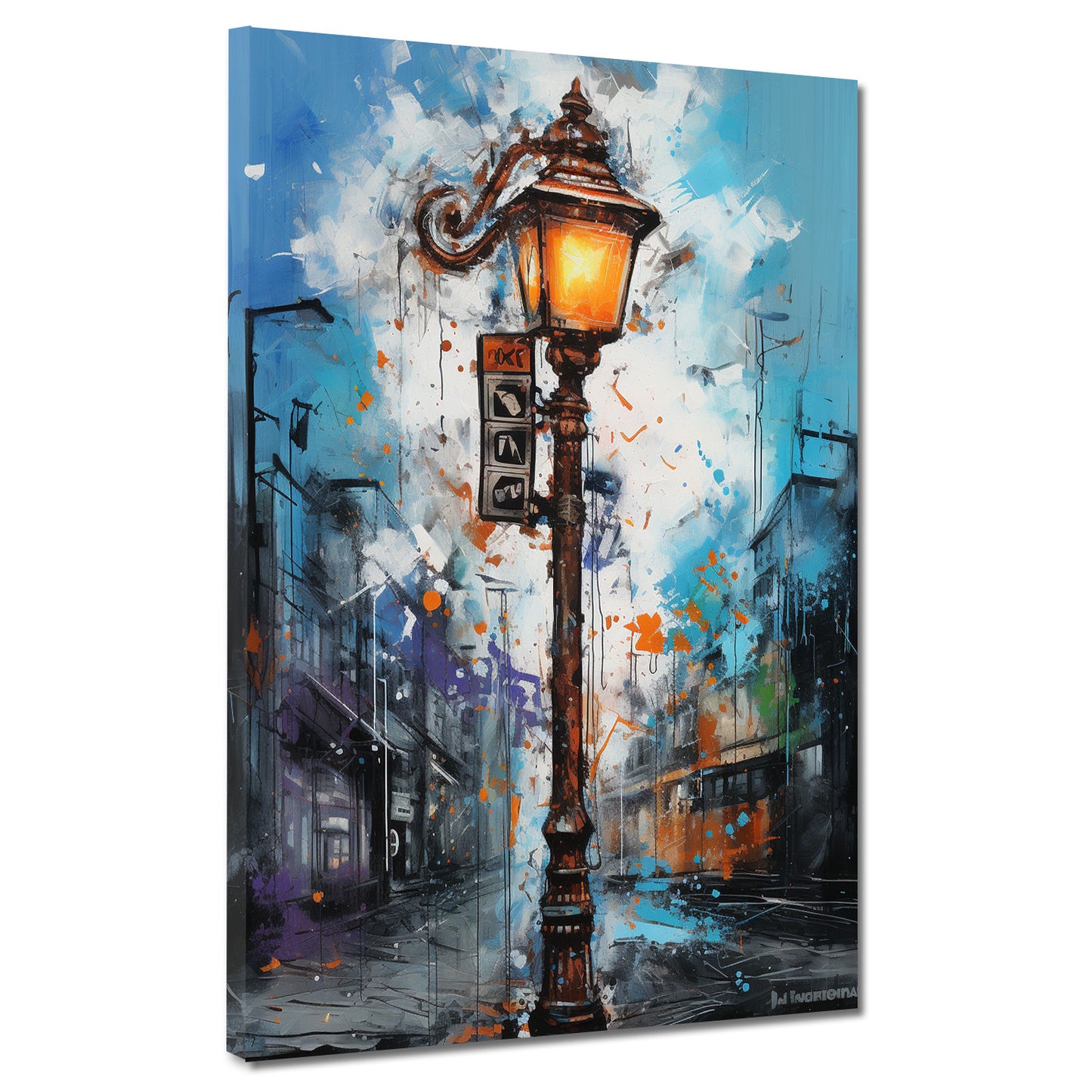 Pop Art modern Straßen-Laterne abstrakt Wandbild Kunstwerk