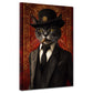Wandbild Kunstwerk schwarze Katze Anzug Zigarre Hut Eleganz Vintage modern