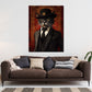 Wandbild Kunstwerk schwarze Katze Anzug Zigarre Hut Eleganz Vintage modern