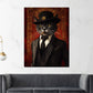 Wandbild Kunstwerk schwarze Katze Anzug Zigarre Hut Eleganz Vintage modern
