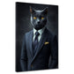 Wandbild Kunstwerk schwarze Katze im Anzug Eleganz Stil modern