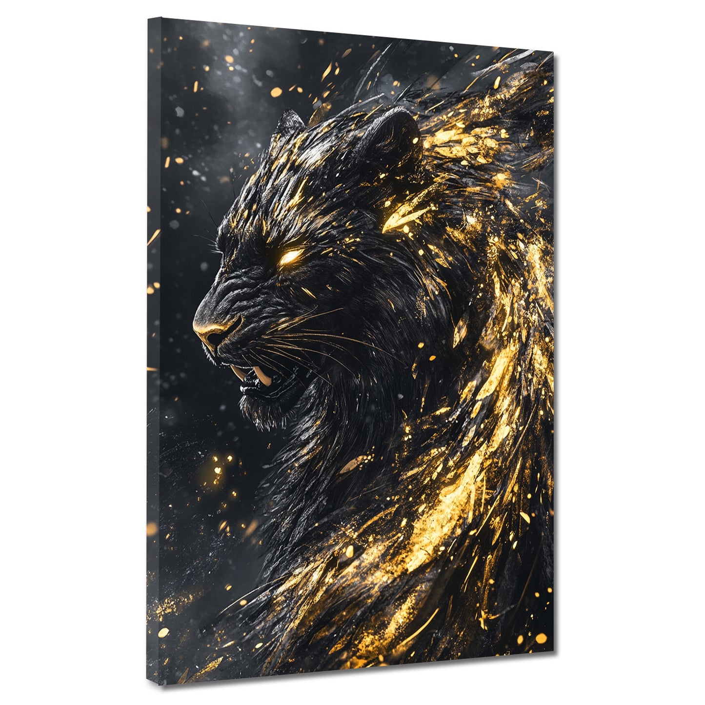 Schwarzer Panther mit Gold Effekten Wandbild Kunstwerk