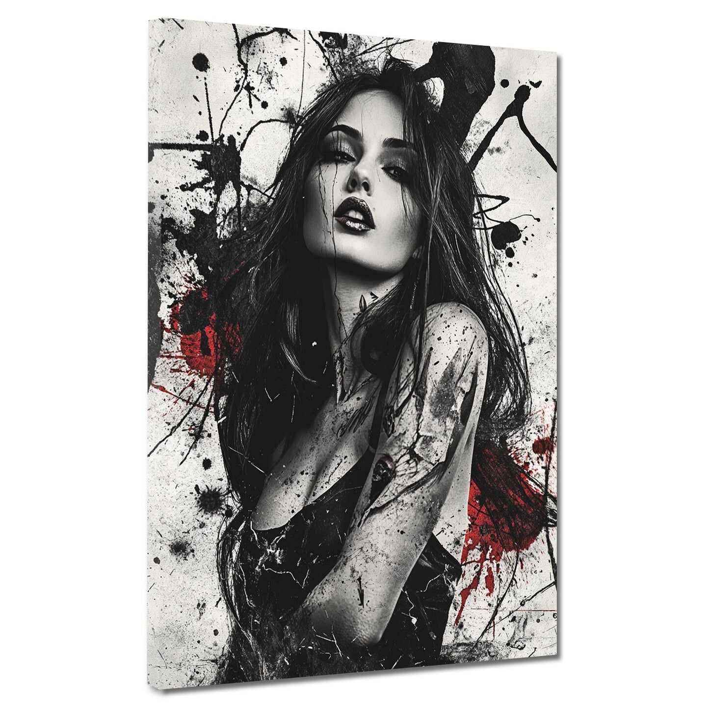 Wunderschöne Frau in schwarz weiß Wandbild Kunstwerk