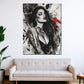 Wandbild Kunstwerk sinnliche Frau schwarz weiß modern mit Farbtupfern
