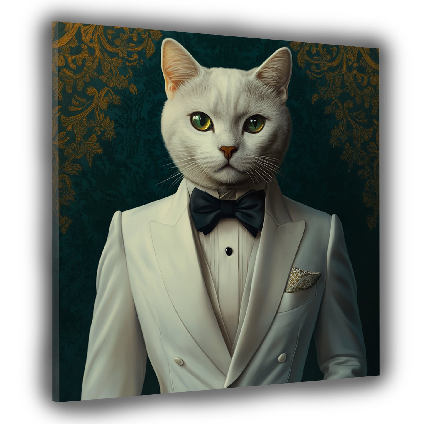 Weiße Katze Anzug Stil Gentleman modern Wandbild Kunstwerk