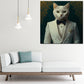 Weiße Katze Anzug Stil Gentleman modern Wandbild Kunstwerk