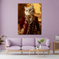 Weiße Katze Barock Gewand Eleganz modern Wandbild Kunstwerk