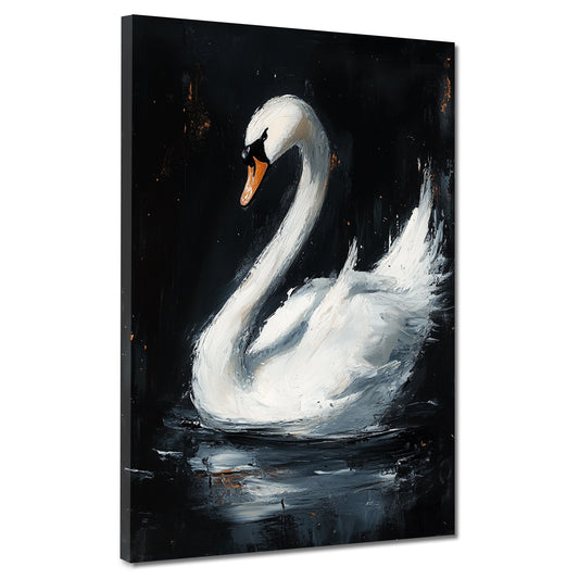 Wandbild Kunstwerk weißer Schwan im Wasser Anmut Naturstil modern