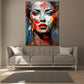 Wunderschöne Frau frontal Pop Art Abstrakt Face Style Wandbild Kunstwerk