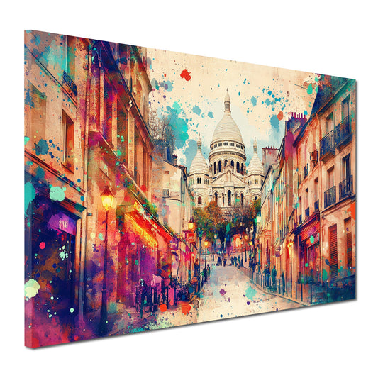 Wandbild Städte abstrakt Paris Sacré-Cœur Pop Art farbenfroh