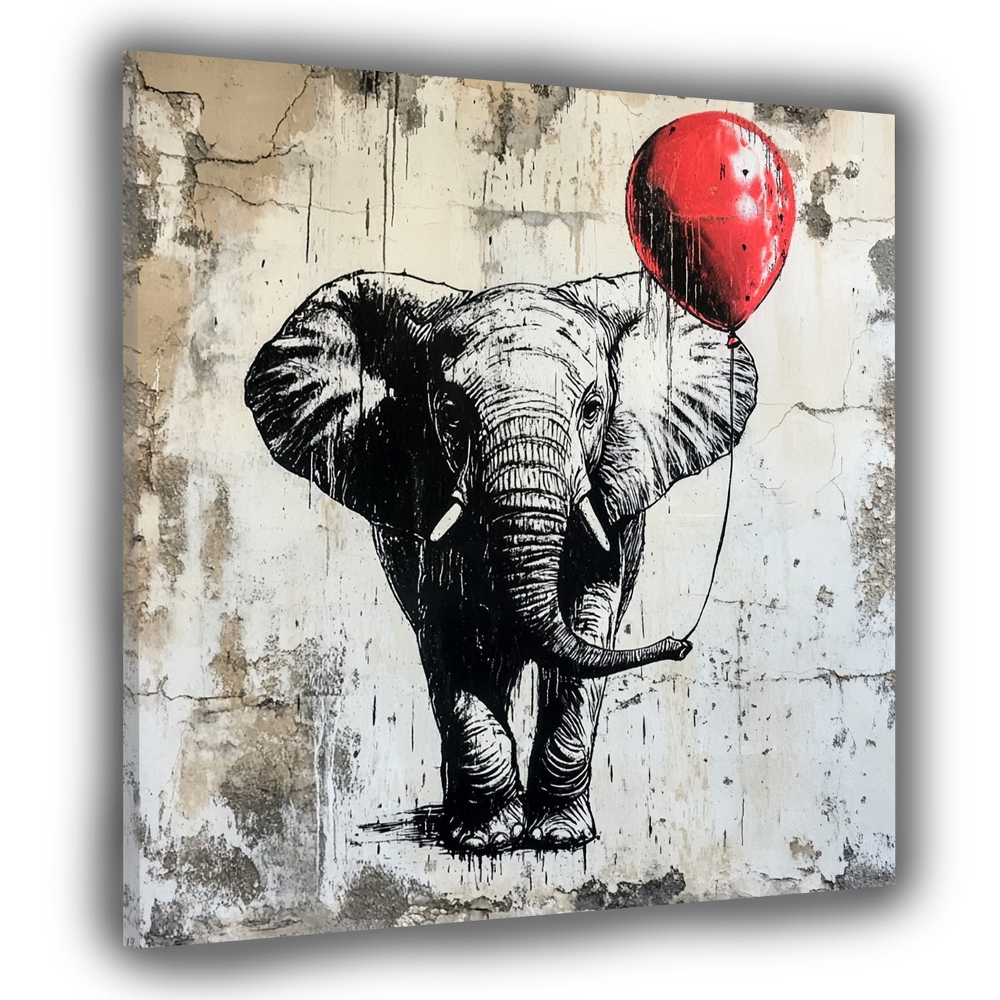 Street Art Elefant mit Ballon modern Wandbild Kunstwerk