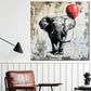 Street Art Elefant mit Ballon modern Wandbild Kunstwerk
