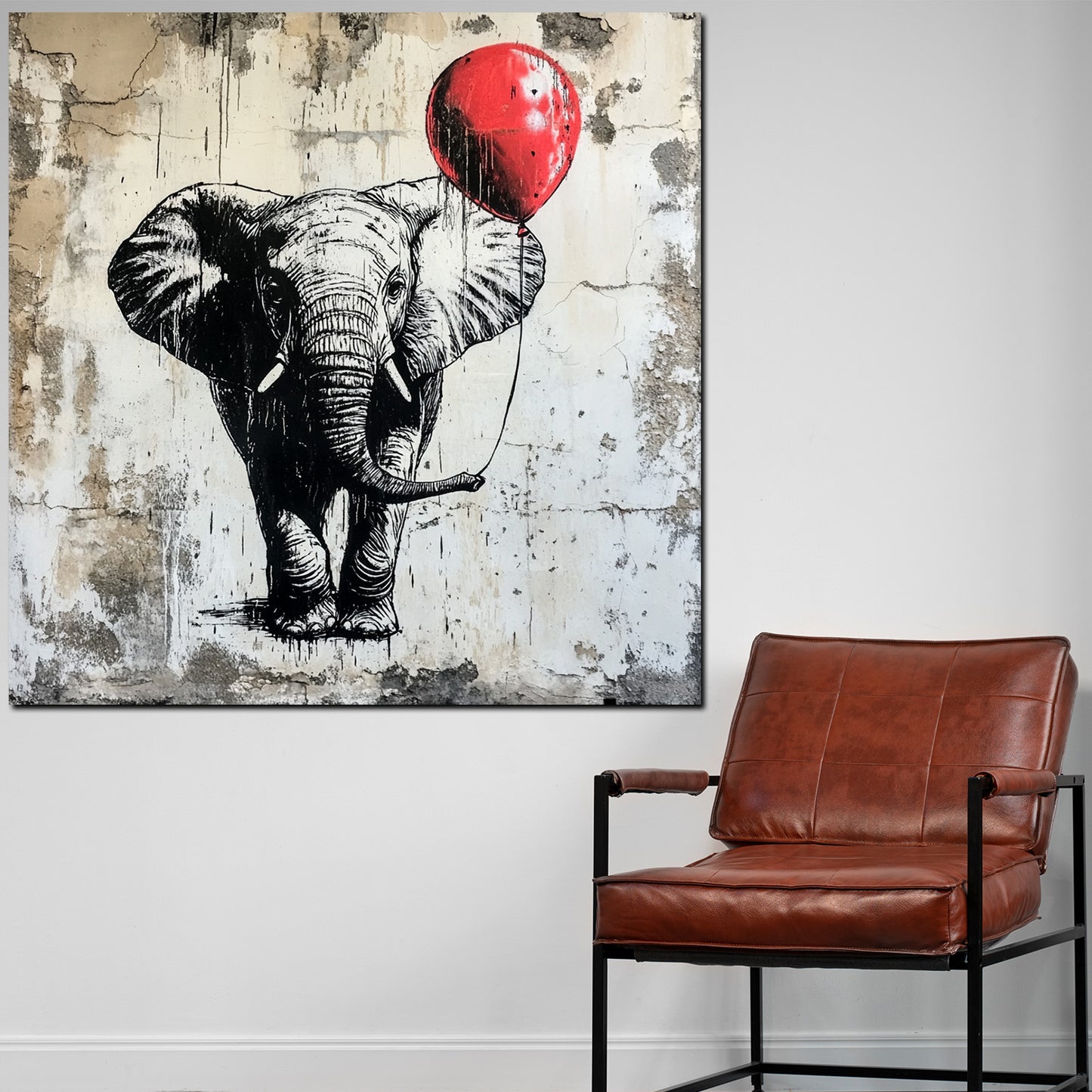 Street Art Elefant mit Ballon modern Wandbild Kunstwerk